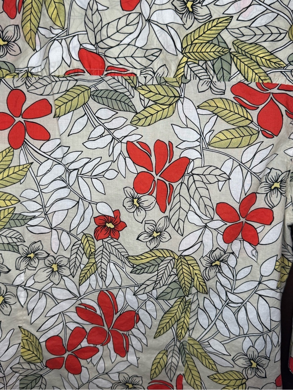Pappagallo Red Sage White Floral Button Front 3/4 Tie Sleeve Blouse PXL - Picture 3 of 11